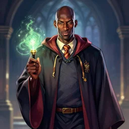 portrait of kevin garnett as a wizard at hogwarts, fanart, digital art, mystical, magic, wizard