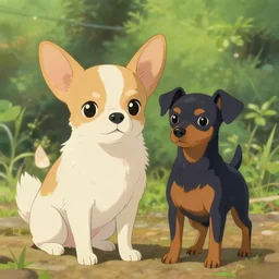Chihuahua + pinscher, ghibli style