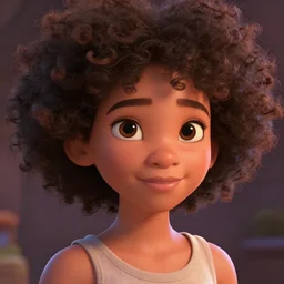 pixar character, young girl with afro