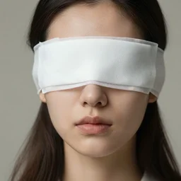 girl with eyes covered with bandage