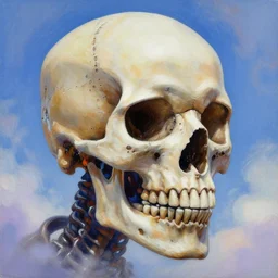 terminator skull, acrilic paint, brush paint, heavenly atmosphere, paint, ultra detailed, beautiful image, resolution, artstation