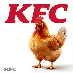 a promptional poster for kfc featuring an alive chicken eating kfc