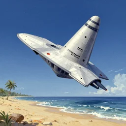 starship on the beach, art by beksinski, zdzisław, artstation