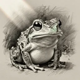 cute frog, pencil sketch, concept art
