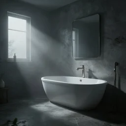 modern bathroom, gloomy and foggy atmosphere, octane render, artstation trending, horror scene, highly detailded