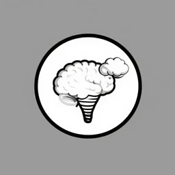 minimalist circle logo icon for a wandering mind, contained within a circled, brain funnel attention, clouds, retro psychology, victo ngai, kilian eng, lois van baarle