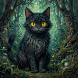 strange mythical cat by shaun tan, style of john kenn mortensen