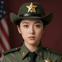 full size persona, female sheriff, big eyes, plump lips, detailed faces, beautiful, rich deep colours masterpiece, sharp focus, ultra detailed