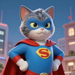 cat super hero comic 4k high details