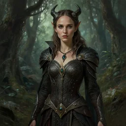 demoness natalie portman, female, tabaxi, forest, d & d, fantasy, intricate, elegant, highly detailed, digital painting, artstation, octane render, concept art, matte, sharp focus, illustration, hearthstone, art by artgerm and greg rutkowski and alphonse mucha