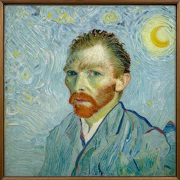 portrait by Vincent Van Gogh and M.F.Hussain