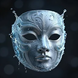 an elaborate intricate mask made of water, rendered in octane, behance hd, bokeh obsidian backdrop