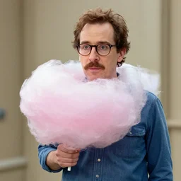 realistic still of jesse pinkman as cotton candy, food human mix 8 5 mm, f. 1 4, beautiful composition,