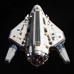 a beautiful, fully symmetrical spaceship in deep space, concept art by Craig Mullins