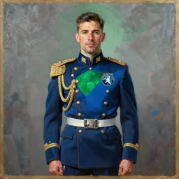 battle portrait of the dictator of the minnesota timberwolves, 1 8 8 9, in full military garb, midnight blue, lake blue, aurora green, moonlight grey, oil on canvas by william sidney mount, trending on artstation