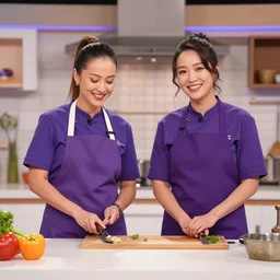 purple aki and ainsley hariot have their own cooking show
