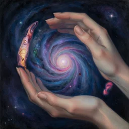 the hands that control the nebula, surreal style of leonora carrington, uncropped