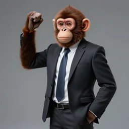 portrait of a professional monkey!!!!!!! in a suit, ceo, studio lighting, 3 / 4 view, majestic pose, corporate business, trending on artstation, artgerm, cgsociety