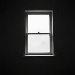 volumetric light coming into dark room through window, black and white