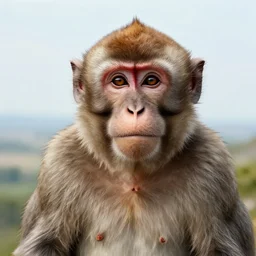 a full head shot, detailed photograph of a smiling monkey in a distance landscape, photorealism ultradetailed digital art, irina french, heraldo ortega, mandy jurgens, golden ratio, art canvas, award winning, masterpiece trending on artstation 8 k 1 5 0 mpx, hasselblade wide shot