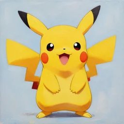 an oil painting of pokemon pikachu smiling
