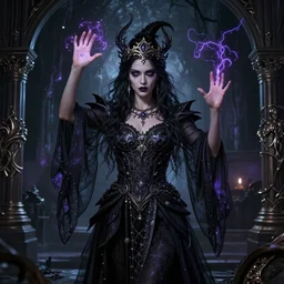 full body portrait photo of sasha grey as a fearless witch with magical powers doing a dangerous summoning spell, style of Midjourney, stylized, 8k high details, detailed and intricate, elegant, ornate, horror, elite, ominous, haunting, beautiful digital painting, cinematic, cgsociety, artstation, octane render, 8k, unreal engine