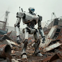 scrap yard for future robot outcasts, photorealistic
