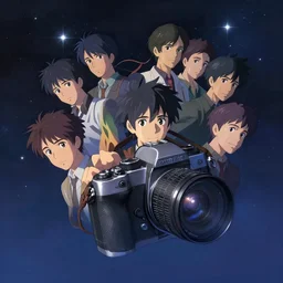 beautiful portrait of a camera floating among stars, character design by charlie bowater, ross tran, artgerm, and makoto shinkai, highly detailed, soft lighting