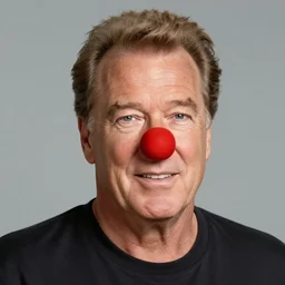 john wayne with a red clown nose