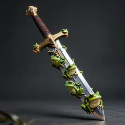 a greatsword with the blade made out of many frogs, cinemattc, 2 0 2 2, highly detailed, dramatic lighting
