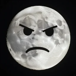 photo of the moon with a annoyed face