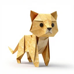 origami tiger, stylized pixar-style 3d render, full body, isolated on a pure white background, centered, entire subject in frame, sharp focus, soft studio lighting