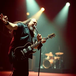 publicity photo still of danny devito touring with korn live on stage, 8 k, live concert lighting, mid shot