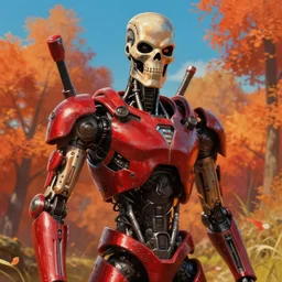 an epic fantasy comic book style portrait painting of a t 8 0 0 terminator, studio ghibli, no red colour, unreal 5, daz, hyperrealistic, octane render, cosplay, rpg portrait, dynamic lighting, intricate detail, harvest fall vibrancy, cinematic