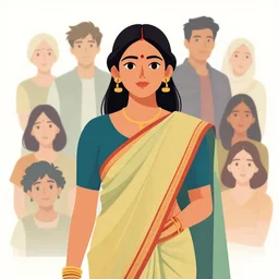an indian woman wearing a sari, clean cel shaded vector art. shutterstock. behance hd by lois van baarle, artgerm, helen huang, by makoto shinkai and ilya kuvshinov, rossdraws, illustration