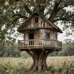 (((((1950s fairy tale cottage tree house . muted colors.))))) by Jean-Baptiste Monge !!!!!!!!!!!!!!!!!!!!!!!!!!!