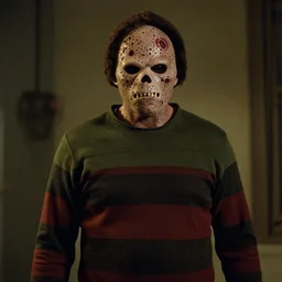film still of Freddy Krueger as Cerberus