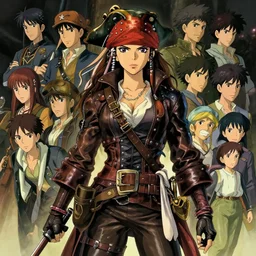 beautiful! female, pirate style, leather, extreme detail, in style of alex chow, ross tran, atey ghailan, greg rutkowski, wlop, makoto shinkai, takashi takeuchi, studio ghibli, akihiko yoshida, ilya kuvshinov, pixiv fanbox, anime aesthetic
