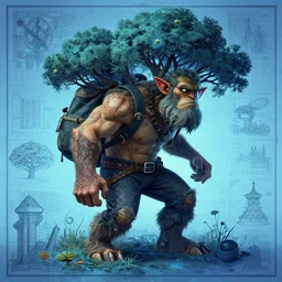 travel treefolk brawler , in the style of Greg Broadmore and Arthur Rackham and Moebius,trending on artstation, light lighting side view,digital art,surrealism ,macro,blueprint ,vaporwave ,