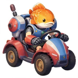 man with a catfish like head driving a mech, illustration concept art, very colorful, no grey anime key visual, trending pixiv fanbox, by wlop and greg rutkowski and makoto shinkai and studio ghibli and kyoto animation and trigger, colorful, dot shading, grainy paper