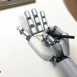 robot hand drawing a robot hand