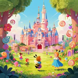 photo of plain whimsical fairy wonderland vibrant colors candyland wonderland by artgerm and greg rutkowski and magali villeneuv art beeple, by thomas kinkade hearstone league of legends dofus beatrix potter