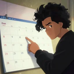 a scene from an anime movie, The Weeknd !!!!pointing to his favorite day of the week on a calendar!!!!