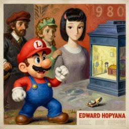 waluigi wincing at the amount of cringe, monumental painting by gerrit van honthorst and hajime sorayama and edward hopper, illusion surreal art, highly conceptual figurative art, intricate detailed oil illustration, controversial poster art, polish poster art 1 9 8 0