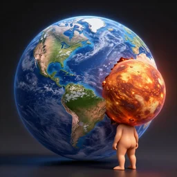 earth eating the mars, cartoon, funny, fantasy, au naturel, hyper detailed, digital art, trending in artstation, cinematic lighting, studio quality, smooth render, unreal engine 5 rendered, octane rendered, art style by pixar