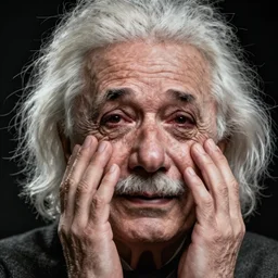 close up portrait of very old suffering albert einstein crying with no eyes and hands for face drawn by beksinski, high definition, lovecraftian