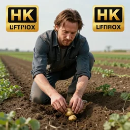 keanu reeves planting potatoes in belarus, instagram photo, photorealistic, hyper detailed, hyper realistic, houdini, vfx, unreal engine 5, octane render, 8 k, full hd