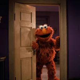 elmo in the shining movie, breaking the door