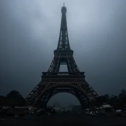 underwater photo of the eiffel tower, dark ocean water, national geographic, submarine, gloomy, high quality photography, blurry, polluted, crisp details, sigma 1 0 - 2 0 mm, nikon 1 0 - 2 4 mm, caustic light, aquatic photography, fisheye, water particulate, low contrast