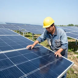 man - working - solar - power - station